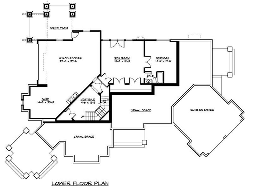 Floor Plan Basement of Craftsman Plan #115-1123